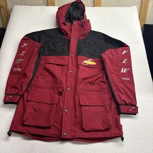 Stearns Dry Wear Fishing FLW Tour Hooded Rain Jacket Red Black Mens Size Medium